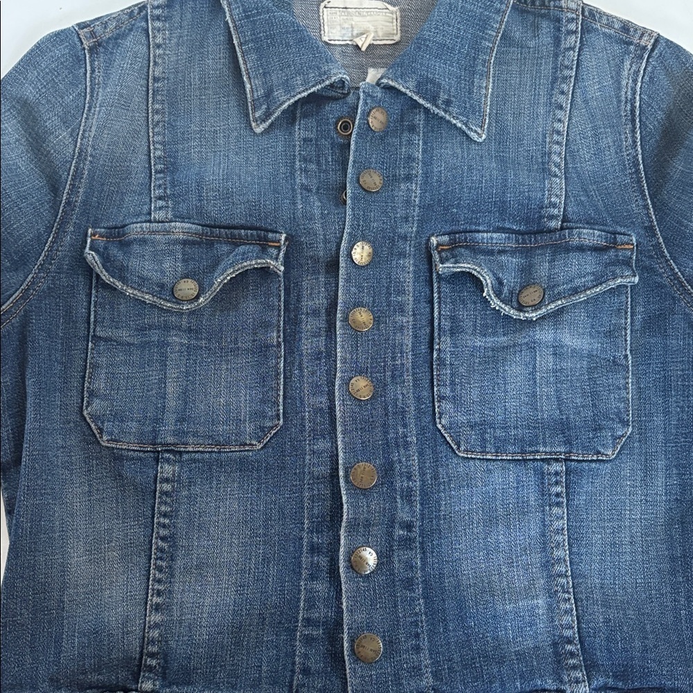 Current Elliott The Snap Jacket jean jacket cropped perfectly worn snap closure - Picture 15 of 16